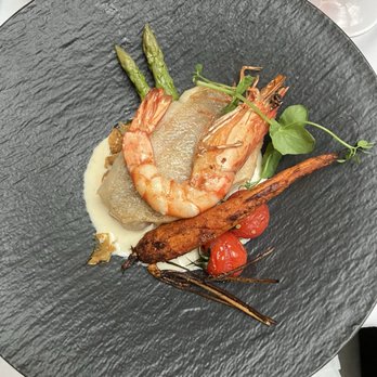 Het Prentenkabinet - Sea bass with prawn. - French Near Me - Leiden, ZH Het Prentenkabinet - Sea bass with prawn. - French Near Me - Leiden, ZH