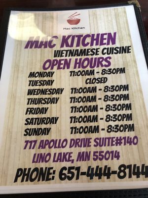 Menu photo 1 Mac Kitchen Lino Lakes, MN