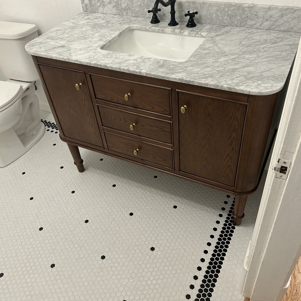 After the install of new porcelain tile