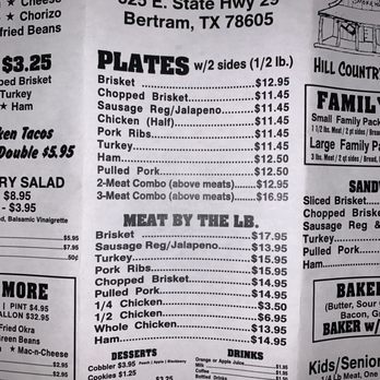 Hill Country Smokehouse - Menu - Smokehouse Near Me - Bertram, Texas