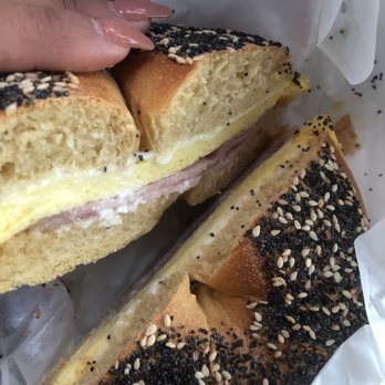 Spudnuts Donuts - Egg and ham sandwich with everything bagel - Donuts Near Me - Santa Barbara, California Spudnuts Donuts - Egg and ham sandwich with everything bagel - Donuts Near Me - Santa Barbara, California