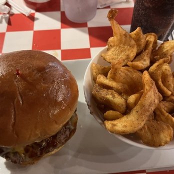 High's Restaurant - Rodeo burger with cobra fries. - American Near Me - Monterey, Virginia High's Restaurant - Rodeo burger with cobra fries. - American Near Me - Monterey, Virginia