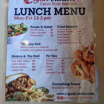 Cajun Crack'n - LUNCH MENU (Aug. 2022) - Seafood Near Me - Milpitas, California