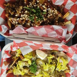PBJ Fries and Satay Poutine w/ jalapeños and banana peppers PBJ Fries and Satay Poutine w/ jalapeños and banana peppers