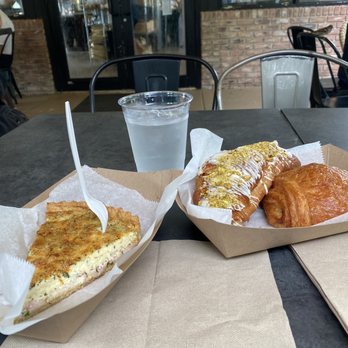 The French Bakery - Quiche and croissants outside on the patio - Bakeries Near Me - Delray Beach, Florida