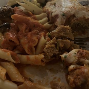 Joe & Giuseppe - Eggplant, cheese, meat, and tomato sauce with a side of pasta - Italian Near Me - Arlington Heights, Illinois