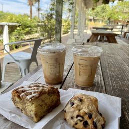 Coffe cake, chocolate chip scone & coffee Coffe cake, chocolate chip scone & coffee