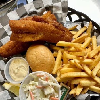 Route 6 Pub - a basket of fish and fries and coleslaw - Pubs Near Me - Vermilion, Ohio