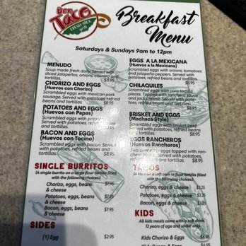 Don Taco - Breakfast menu - Mexican Near Me - Fort Worth, Texas Don Taco - Breakfast menu - Mexican Near Me - Fort Worth, Texas