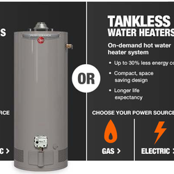 We can provide you with either a Tank Water Heater or Tankless heater- call today for a free estimate
