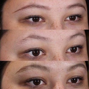 Les Tattoos - (Top to bottom) makeup, no makeup, first session natural nano brows - Tattoo Near Me - Sacramento, California