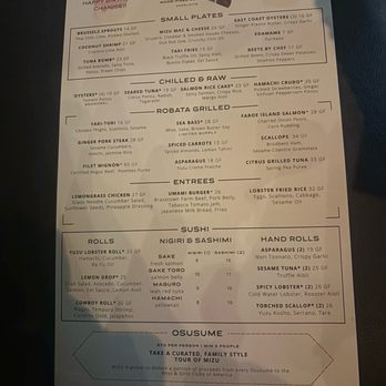 Mizu - Menu - Seafood Near Me - Charlotte, North Carolina Mizu - Menu - Seafood Near Me - Charlotte, North Carolina