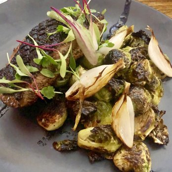 The North Fork - Seared Duck with maple Brussels Sprouts. - New American Near Me - New York, New York The North Fork - Seared Duck with maple Brussels Sprouts. - New American Near Me - New York, New York