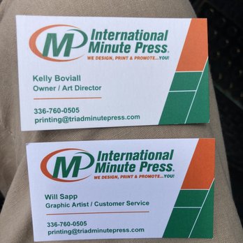 International Minute Press - Business cards from the art director owner & graphic artist that await your service with a smile. - Printing Services Near Me - Winston Salem, North Carolina International Minute Press - Business cards from the art director owner & graphic artist that await your service with a smile. - Printing Services Near Me - Winston Salem, North Carolina