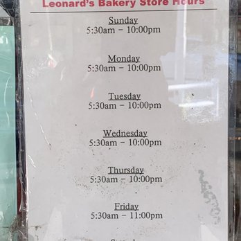 Leonard's Bakery - Hours posted October 2019 - Bakeries Near Me - Honolulu, Hawaii Leonard's Bakery - Hours posted October 2019 - Bakeries Near Me - Honolulu, Hawaii