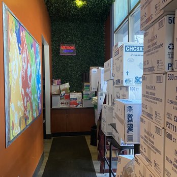 BK's Bistro - Hallway to bathroom, with lots of boxes, like other areas of the restaurant - Dim Sum Near Me - Fremont, California BK's Bistro - Hallway to bathroom, with lots of boxes, like other areas of the restaurant - Dim Sum Near Me - Fremont, California