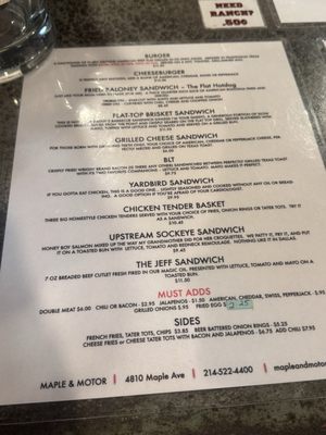 Menu photo 2 Maple and Motor Dallas, TX