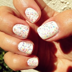 Nailed - Manicure 6 with Eric. (Gelish Sheek White, Lots of Dots, and Silver Sand)