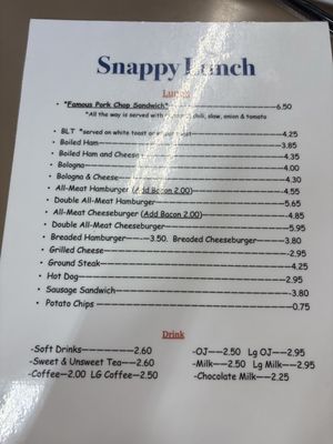 Menu photo 1 Snappy Lunch Mt Airy, NC Menu photo 1 Snappy Lunch Mt Airy, NC