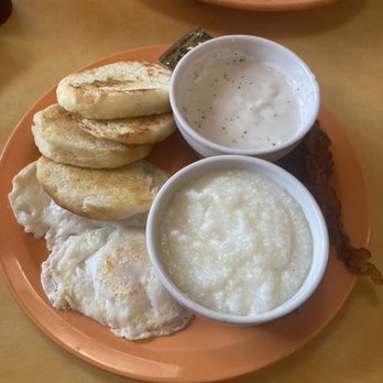 Sunny Side Up Grill - Biscuits and Gravy, Eggs Over-easy, and Grits. I wasn't a big fan either f their biscuits. - Breakfast & Brunch Near Me - Little River, South Carolina