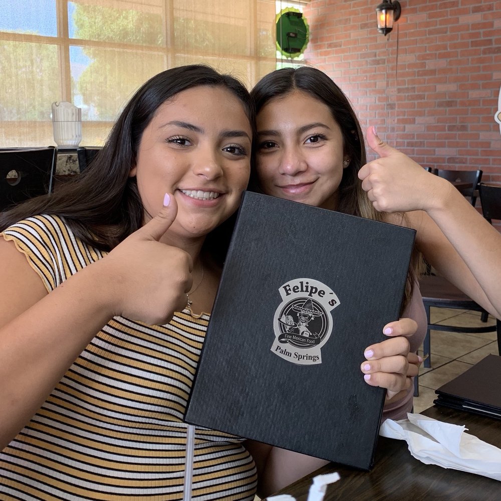 Felipe's - Ariana and Alyssa giving it to thumbs up. - Mexican Near Me - Palm Springs, California