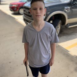 Other kids haircut. See how happy he is.....