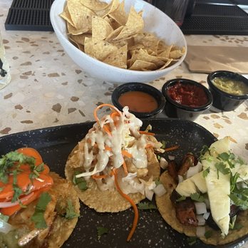The Jesse - Mmmm tacos! Lobster taco in middle. Habanero salsa on left. Yummmmmm - Hotels Near Me - Reno, Nevada