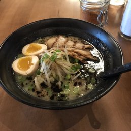 Black Garlic Tonkotsu with an added egg.