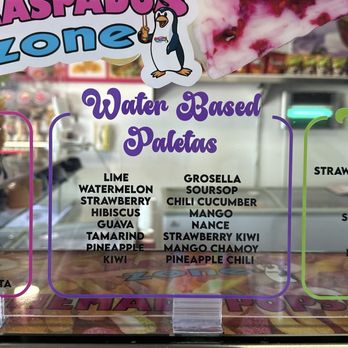 Raspados Zone - paleta menu - Shaved Ice Near Me - La Puente, California