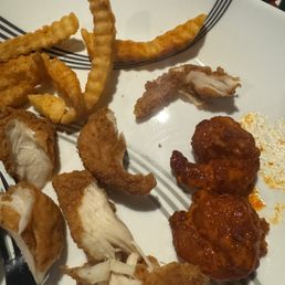 Tiny chicken fingers were tough Tiny chicken fingers were tough