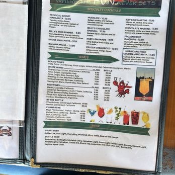 Billy's Stone Crab - Drink menu. April 2026 - Seafood Near Me - Tierra Verde, Florida Billy's Stone Crab - Drink menu. April 2026 - Seafood Near Me - Tierra Verde, Florida