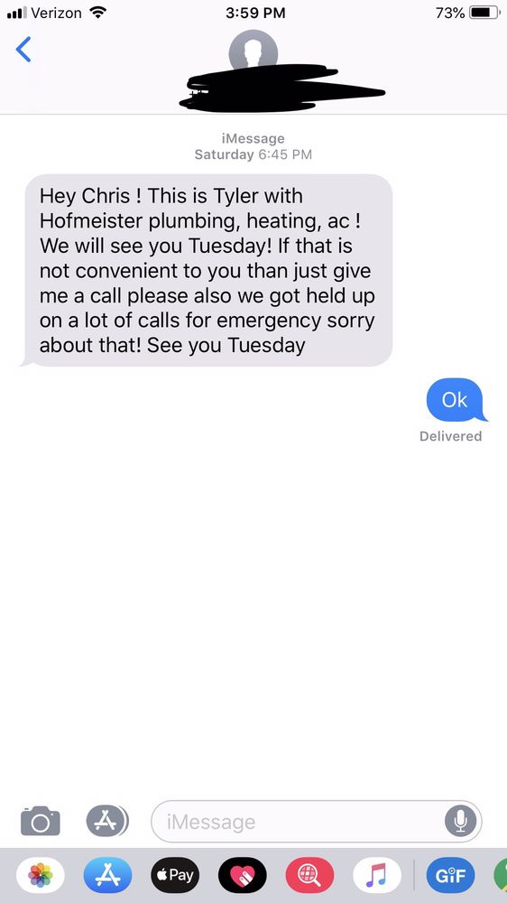 Slide of Hofmeister Plumbing