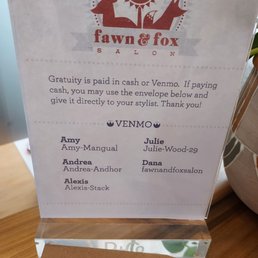 Don't forget to tip your stylist! Don't forget to tip your stylist!