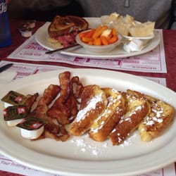 Nothin' Fancy CR Cafe - Ruben and my brunch of French Toast with Bacon