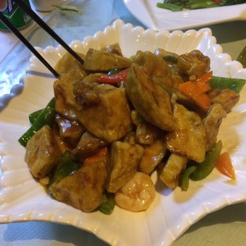Lao - Fried aubergines with bell peppers and prawns. - Korean Near Me - Dublin, D