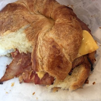 Dunkin' -  a croissant sandwich with bacon and cheese - Coffee & Tea Near Me - Bridgewater, New Jersey