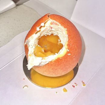 Le Belisse Cafe  - Open peach mousse. - Desserts Near Me - Vancouver, British Columbia