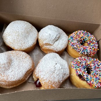 Sugar Shack Donuts - Jelly donuts and chocolate frosted with sprinkles - Donuts Near Me - Midlothian, Virginia