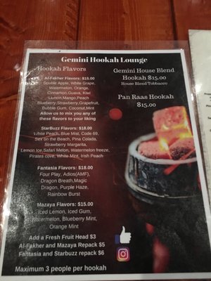 Menu photo 2 Gemini Hookah Lounge Orlando, FL