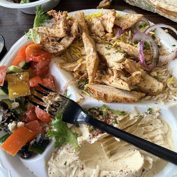Sahara Mediterranean Cuisine - Half eaten 31. Chicken Shawarma Over Rice Plate Lunch Plate - Mediterranean Near Me - Lexington, Kentucky Sahara Mediterranean Cuisine - Half eaten 31. Chicken Shawarma Over Rice Plate Lunch Plate - Mediterranean Near Me - Lexington, Kentucky