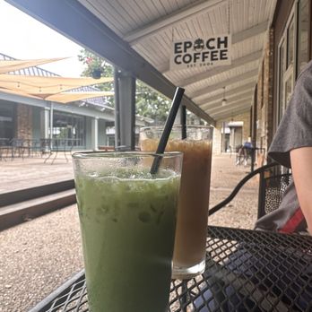 Epoch Coffee - The blueberry matcha latte and an iced caramel cold brew - Coffee & Tea Near Me - Austin, Texas