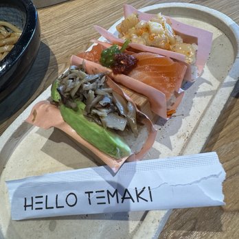 Hello Temaki - Mushroom & avocado hr Salmon hr  Hokkaido scallop hr - Sushi Bars Near Me - Elk Grove, California