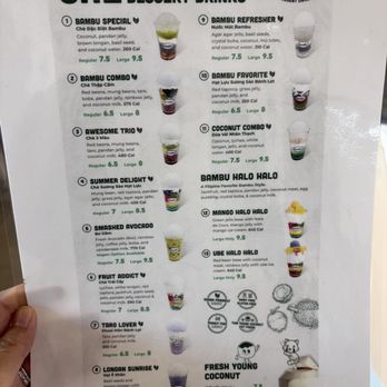 Bambu Desserts & Drinks - Che Vietnamese dessert menu - Desserts Near Me - Richmond, Texas
