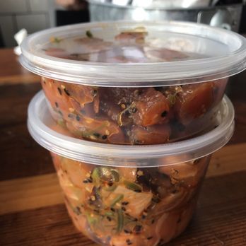 Bear Flag Fish - Ahi tuna poke on the top and salmon poke on the bottom - Seafood Near Me - Newport Beach, California Bear Flag Fish - Ahi tuna poke on the top and salmon poke on the bottom - Seafood Near Me - Newport Beach, California