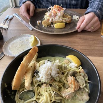 Tidal Raves - Tidal Rave pasta with creamy pesto sauce - New American Near Me - Depoe Bay, Oregon