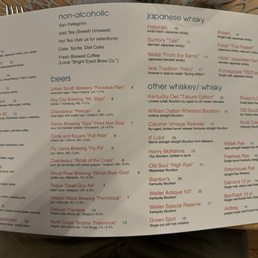 Drink menu Drink menu