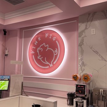Pink Pig - a coffee machine and a television - Bubble Tea Near Me - Irvine, California Pink Pig - a coffee machine and a television - Bubble Tea Near Me - Irvine, California