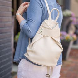 Cobblestone Shoppes: The Leather Store - Pebble-grain Leather "wrap-front" backpack for her
