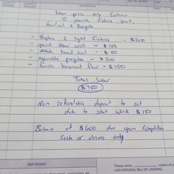Handyman Services Done Right - The invoice he wrote up for me