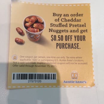 Auntie Anne's - .50 cents of new cheese nuggets!! - Pretzels Near Me - Bridgewater, New Jersey Auntie Anne's - .50 cents of new cheese nuggets!! - Pretzels Near Me - Bridgewater, New Jersey